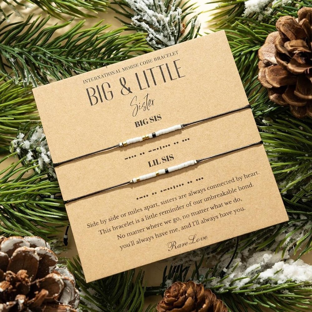 Matching Sister Bracelets Morse Code Beaded Set F… - image 2